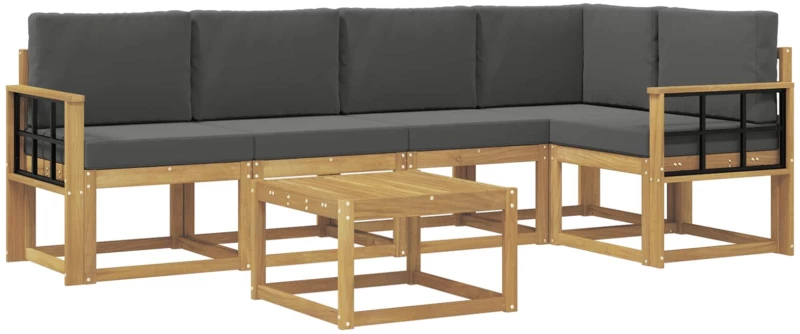vidaXL Σειρά Καναπέ Εξωτερικού με μαξιλάρι 6 pcs Άσπρο και Ανθρακί