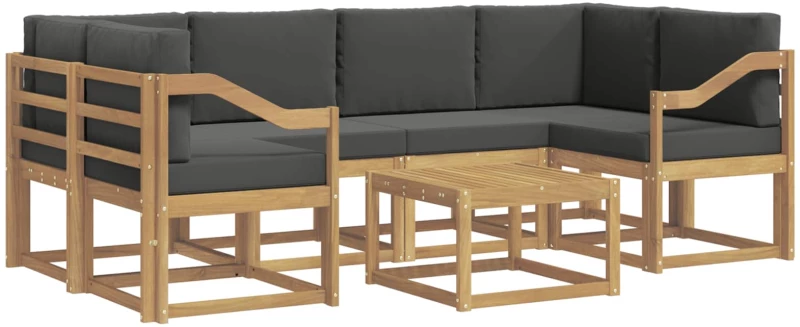 vidaXL Σειρά Καναπέ Εξωτερικού με μαξιλάρι 7 pcs Άσπρο και Ανθρακί