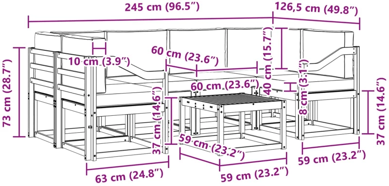 vidaXL Σειρά Καναπέ Εξωτερικού με μαξιλάρι 7 pcs Άσπρο και Ανθρακί
