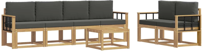 vidaXL Σειρά Καναπέ Εξωτερικού με μαξιλάρι 7 pcs Άσπρο και Ανθρακί