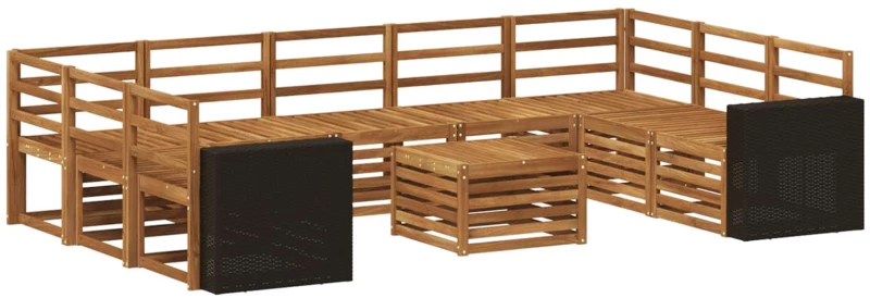 vidaXL Σετ Καναπέ 10 pcs Φυσικό Στερεό Ξύλο Ακακίας