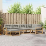 vidaXL Σειρά Καναπέ Εξωτερικού 5 pcs Λευκό και Ανοιχτό Γκρι
