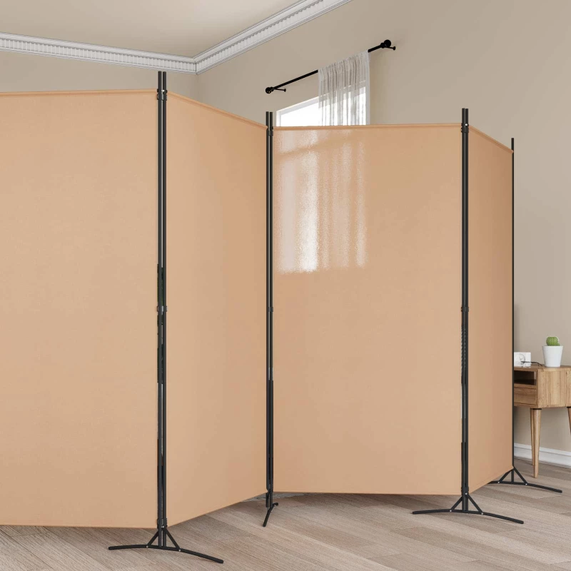 vidaXL Διαχωριστικό Δωματίου 6-Πάνελ Μπεζ 520 x 180 cm Ύφασμα