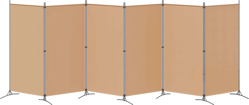 vidaXL Διαχωριστικό Δωματίου 6-Πάνελ Μπεζ 520 x 180 cm Ύφασμα