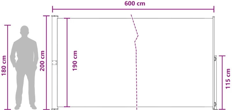 vidaXL Ανακλινόμενος Πλευρικός Απλώστρα Taupe 600 x 200 εκ.