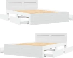 vidaXL Σκελετός Κρεβατιού 2 pcs Λευκός 137 x 188 εκ Επεξεργασμένο ξύλο