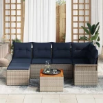 vidaXL Σετ Καναπέ Κήπου με μαξιλάρι 7 pcs Γκρι συνθετικό ρατάν