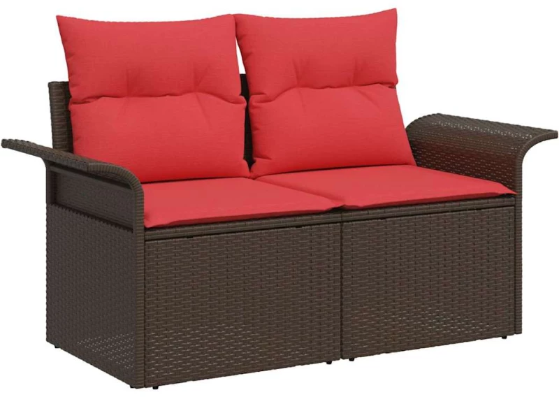 vidaXL Σετ Καναπέ Κήπου με μαξιλάρι 7 pcs Καφέ Πολυ ράταν