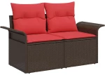 vidaXL Σετ Καναπέ Κήπου με μαξιλάρι 7 pcs Καφέ Πολυ ράταν