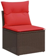 vidaXL Σετ Καναπέ Κήπου με μαξιλάρι 7 pcs Καφέ Πολυ ράταν
