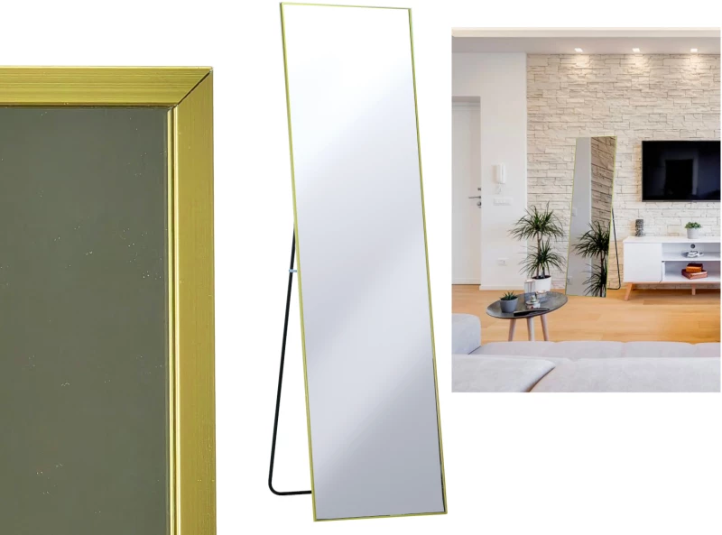 Καθρέπτης Δαπέδου Χρυσό Μέταλλο/Γυαλί 46x168cm