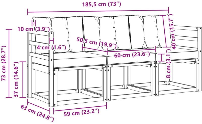 vidaXL Σειρά Καναπέ Εξωτερικού 3 pcs Λευκό και Ανοιχτό Γκρι