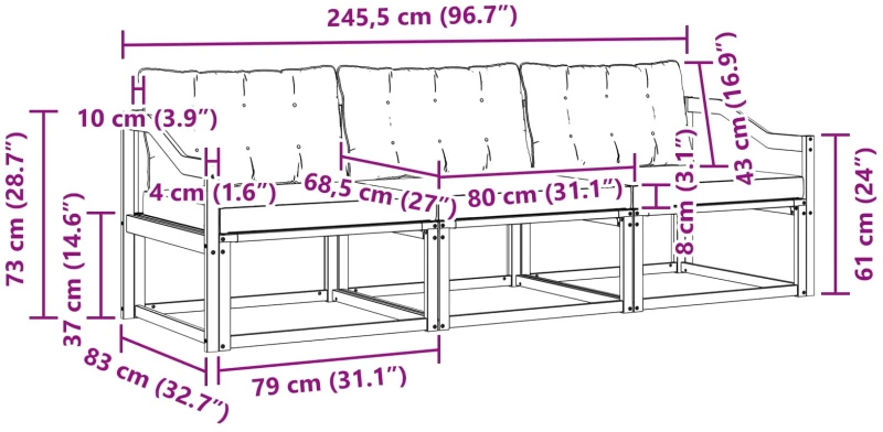 vidaXL Σειρά Καναπέ Εξωτερικού 3 pcs Λευκό και Ανοιχτό Γκρι