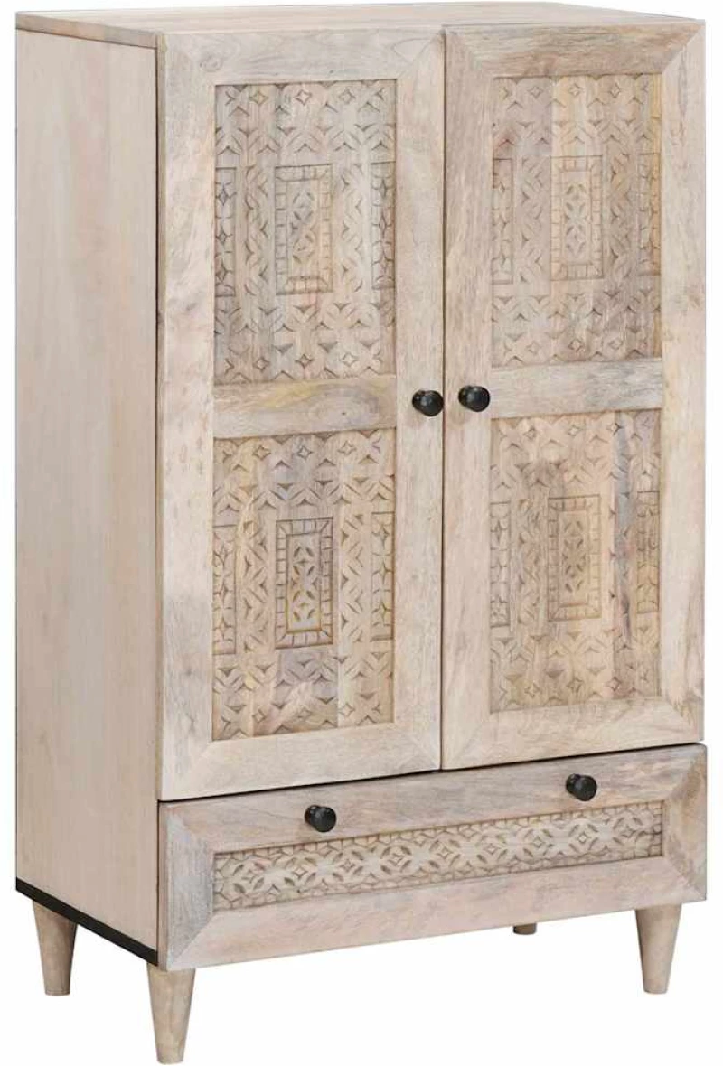 vidaXL Highboard Λευκό 60 x 33 x 100 εκ. Μασίφ ξύλο μάνγκο