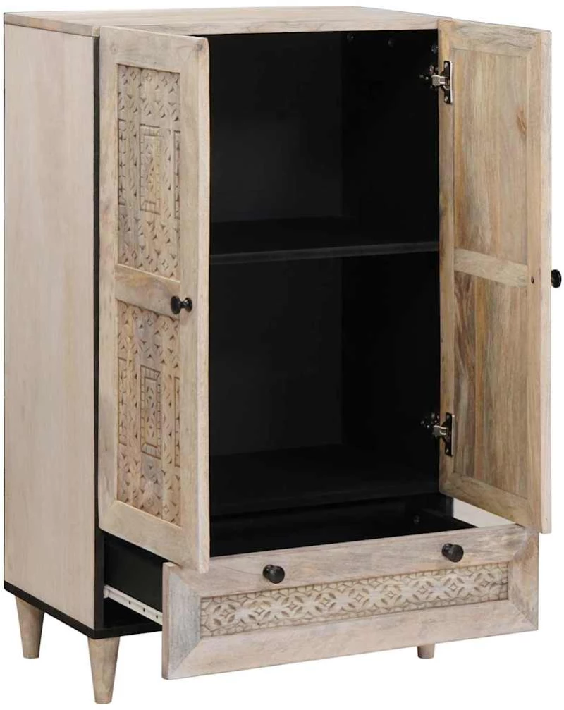 vidaXL Highboard Λευκό 60 x 33 x 100 εκ. Μασίφ ξύλο μάνγκο