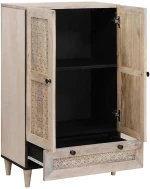 vidaXL Highboard Λευκό 60 x 33 x 100 εκ. Μασίφ ξύλο μάνγκο