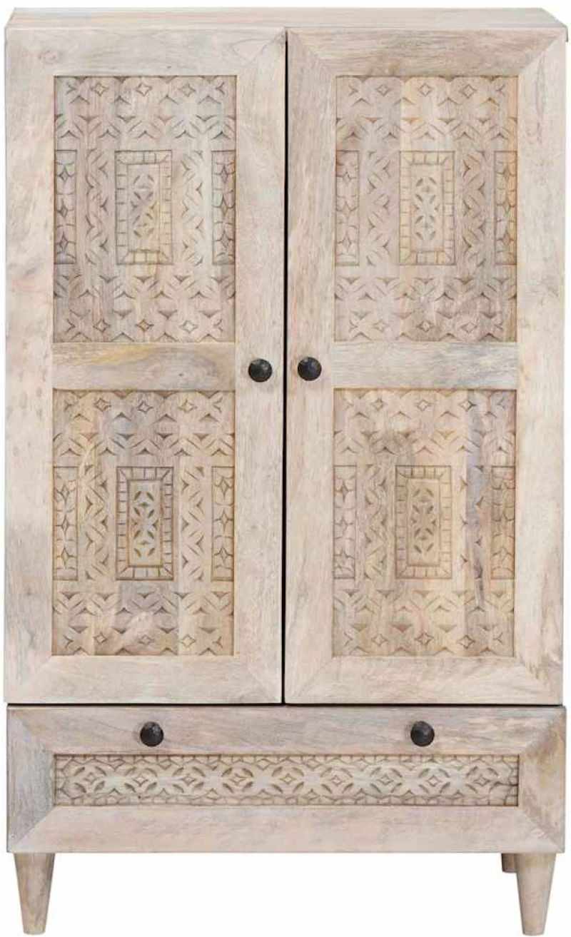 vidaXL Highboard Λευκό 60 x 33 x 100 εκ. Μασίφ ξύλο μάνγκο