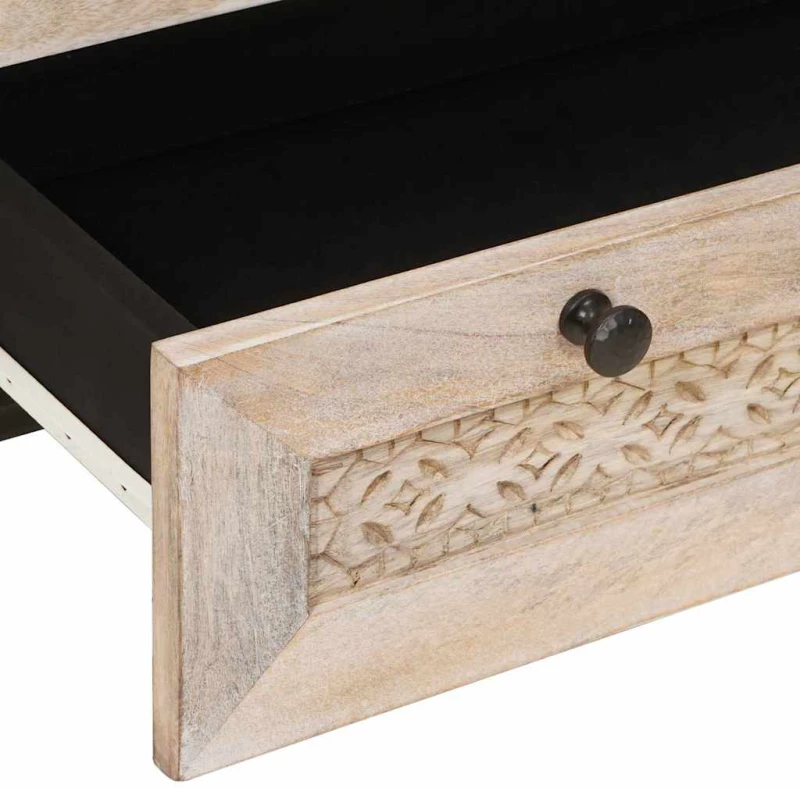 vidaXL Highboard Λευκό 60 x 33 x 100 εκ. Μασίφ ξύλο μάνγκο
