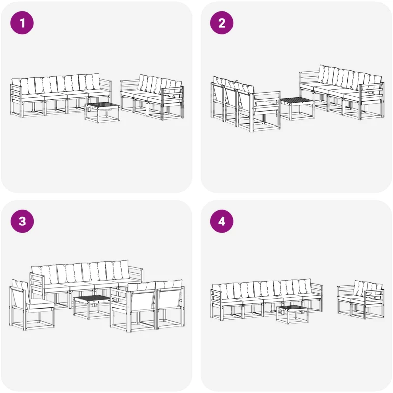 vidaXL Σειρά Καναπέ Εξωτερικού 8 pcs Λευκό και Ανοιχτό Γκρι