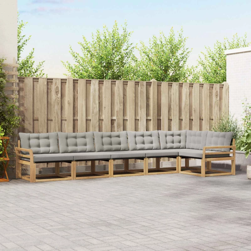 vidaXL Σειρά Καναπέ Εξωτερικού 6 pcs Λευκό και Ανοιχτό Γκρι