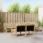 vidaXL Σειρά Καναπέ Εξωτερικού με μαξιλάρι 7 pcs Λευκό και Μπεζ