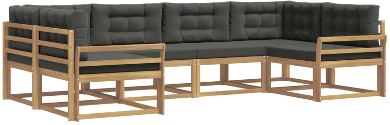vidaXL Σειρά Καναπέ Εξωτερικού με μαξιλάρι 6 pcs Άσπρο και Ανθρακί