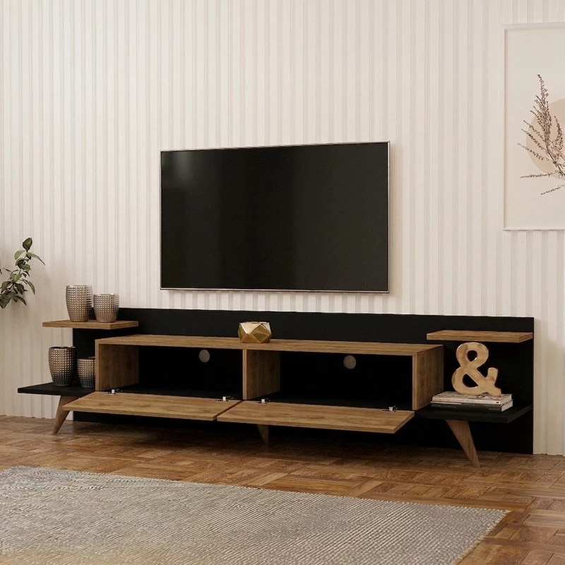 Έπιπλο τηλεόρασης Astry pakoworld oak με ανθρακί 180x36,8x45εκ
