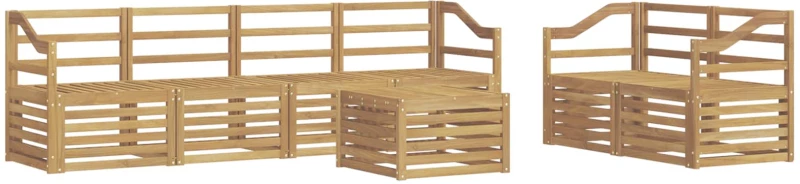 vidaXL Σειρά Καναπέ Εξωτερικού 7 pcs Λευκό Στερεό Ξύλο Ακακίας