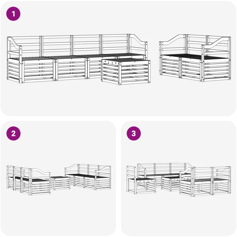 vidaXL Σειρά Καναπέ Εξωτερικού 7 pcs Λευκό Στερεό Ξύλο Ακακίας