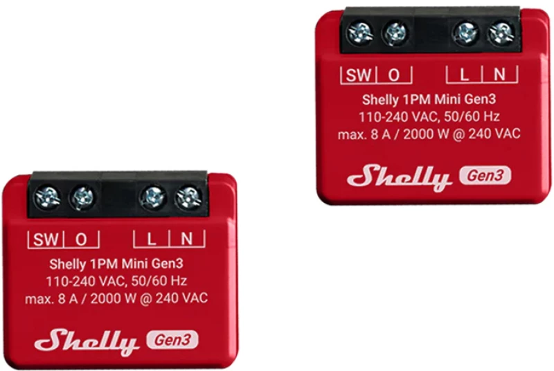 Σετ 2 ελεγκτών Shelly 1PM Mini Gen4 Zigbee/Matter