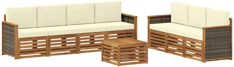 vidaXL Σετ Καναπέ με μαξιλάρι 8 pcs Στερεό Ξύλο Ακακίας