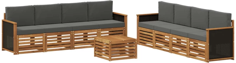 vidaXL Σετ Καναπέ με μαξιλάρι 9 pcs Στερεό Ξύλο Ακακίας