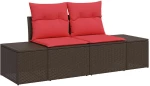 vidaXL Σετ Καναπέ Κήπου με μαξιλάρι 10 pcs Καφέ συνθετικό ρατάν