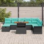 vidaXL Σετ Καναπέ Κήπου με μαξιλάρι 9 pcs Μαύρο συνθετικό ρατάν