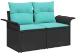 vidaXL Σετ Καναπέ Κήπου με μαξιλάρι 9 pcs Μαύρο συνθετικό ρατάν
