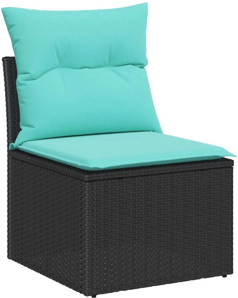 vidaXL Σετ Καναπέ Κήπου με μαξιλάρι 9 pcs Μαύρο συνθετικό ρατάν