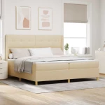 vidaXL Κρεβάτι με ελατήρια με στρώμα Κρεμ 200 x 200 cm ύφασμα