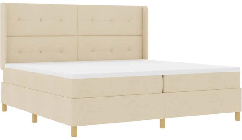 vidaXL Κρεβάτι με ελατήρια με στρώμα Κρεμ 200 x 200 cm ύφασμα