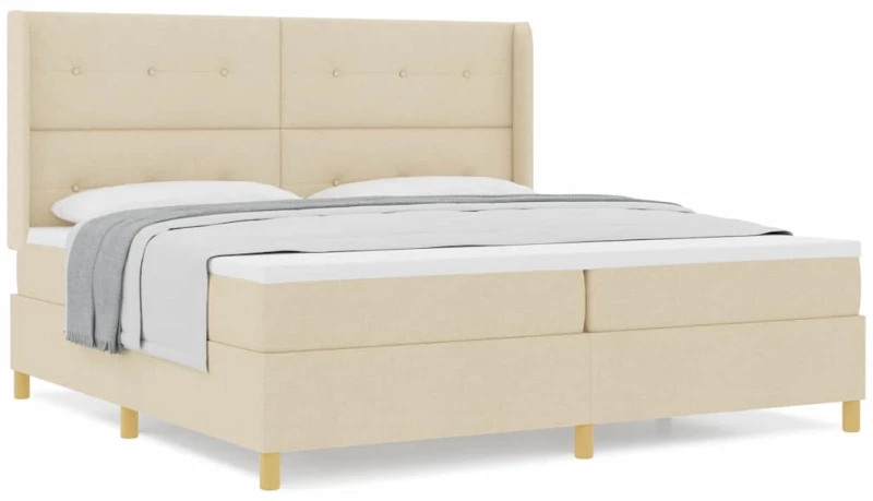 vidaXL Κρεβάτι με ελατήρια με στρώμα Κρεμ 200 x 200 cm ύφασμα