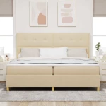 vidaXL Κρεβάτι με ελατήρια με στρώμα Κρεμ 200 x 200 cm ύφασμα