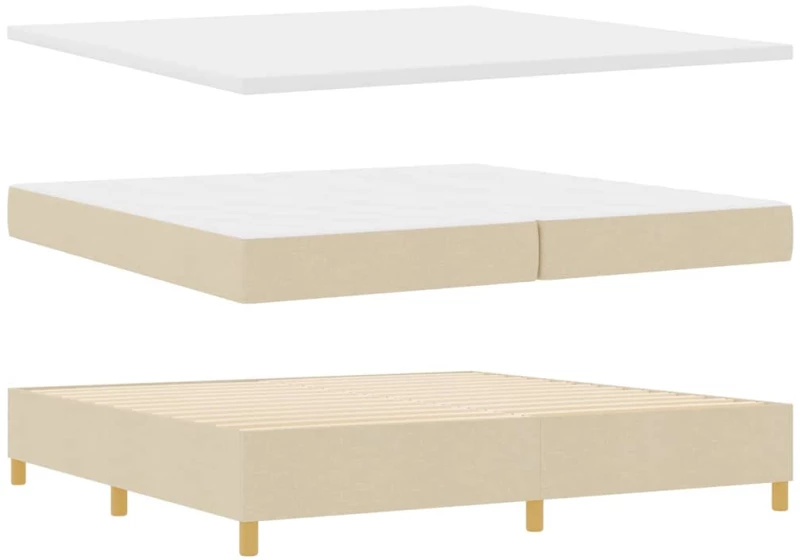 vidaXL Κρεβάτι με ελατήρια με στρώμα Κρεμ 200 x 200 cm ύφασμα