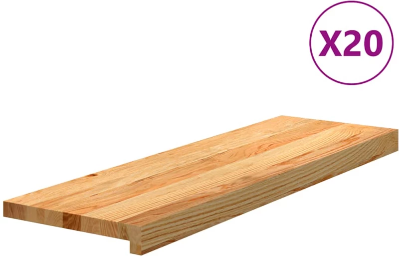 vidaXL Πατάκια Σκάλας 20 τεμ. Ανοιχτό Καφέ 80x30x2 cm Ξύλο Δρυός