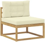 vidaXL Σειρά Καναπέ Εξωτερικού με μαξιλάρι 9 pcs Λευκό και Κρεμ