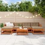 vidaXL Σετ Ξαπλώστρας Κήπου 7 pcs Κερί Παλαίωσης Μασίφ Ξύλο Πεύκου