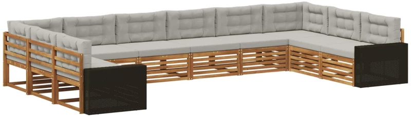vidaXL Σετ Καναπέ με μαξιλάρι 10 pcs Στερεό Ξύλο Ακακίας
