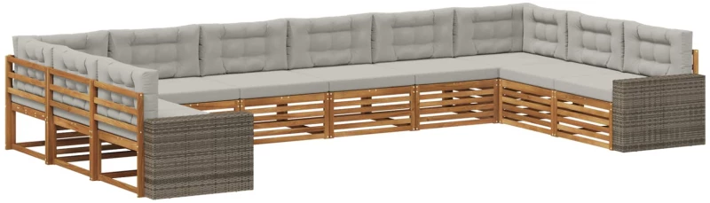 vidaXL Σετ Καναπέ με μαξιλάρι 10 pcs Στερεό Ξύλο Ακακίας