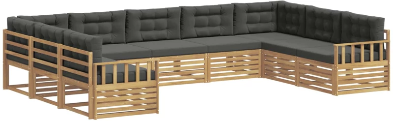 vidaXL Σειρά Καναπέ Εξωτερικού με μαξιλάρι 9 pcs Άσπρο και Ανθρακί