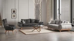 Stewehome Καναπέδες σετ 3+3+1 κρεβάτι με αποθήκευση ανθρακί /γκρι 235x 3x100 cm