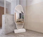Stewehome Ασύμμετρος καθρέφτης δαπέδου με MDF και ακρυλικό χρυσό φινίρισμα
