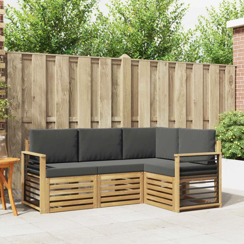 vidaXL Σετ Καναπέ 4 pcs Άσπρο και Ανθρακί 187,5 x 128,5 x 73 εκ